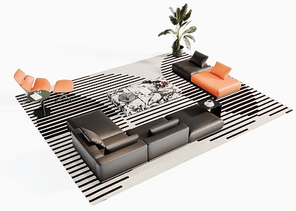 Sofa coffee table combination 3d model