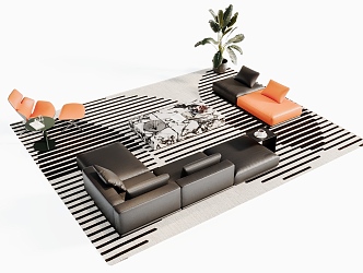 Sofa coffee table combination 3d model