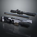 Modern Precision Sniper Rifle With Tactical Scope Long Barrel And Magazine
