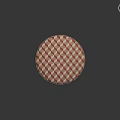 Round Upholstered Stool With Red And White Checkered Fabric And Wooden Base
