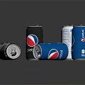 Blue and Black Pepsi Cola Beverage Cans Arranged on Reflective Surface