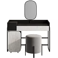 Elegant Modern Dressing Table With Round Mirror And Soft Stool Marble Top Design 3d model