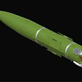 Green Military Missile With Red Tip Aerodynamic Shape And Metal Components