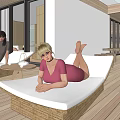 Modern Minimalist Hotel Room With Wooden Screens Flooring And Comfortable Bed Furniture