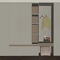 Modern Luxury Entryway Interior With Side Cabinet Hanger Bench Storage And Lighting 3d model