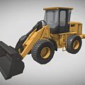 Yellow Heavy Duty Loader With Large Front Bucket And Black Tires Cab