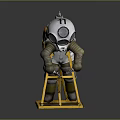 Diving Suit Character With Number 11 Metallic Armor Yellow Frame And Dome Helmet