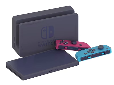 Nintendo Switch Digital Gaming Console With Pink Blue Joy Con Controllers 3d model