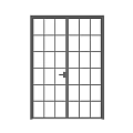 Double Door With Grid Glass Panels Black Frame And Door Handle 3d model