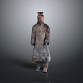 Ancient Chinese Terracotta Warrior Sculpture with Detailed Historical Carving and Armor Design
