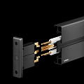 Black Metal Sliding Rail Component With Golden Pins And White Connectors
