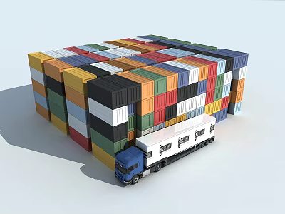 modern container truck container 3d model