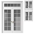 White Double Doors With Glass Panels And Brass Handles For Interior Design