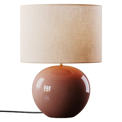Modern Table Lamp With Beige Linen Lampshade And Terracotta Spherical Base For Home Decor 3d model