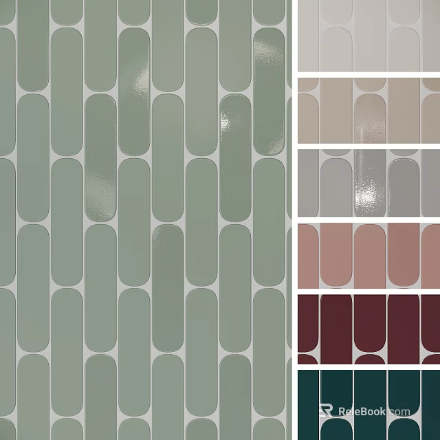 Modern Glossy Oval Shaped Wall Tile Design With Multiple Color Options And Smooth Surface 3d model 