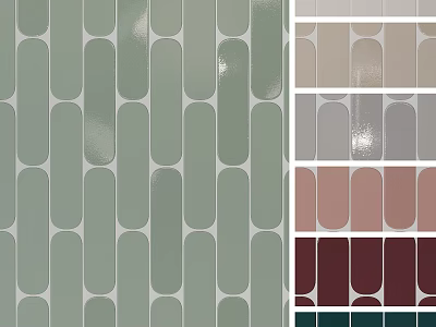 Modern Glossy Oval Shaped Wall Tile Design With Multiple Color Options And Smooth Surface 3d model