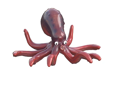 Red Octopus An Aquatic Animal With Big Eyes Long Tentacles And Vibrant Color 3d model