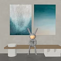 Modern Abstract Paintings With Blue Gray Gradient Tones For Interior Wall Decor 3d model
