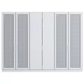 Modern Wardrobe Interior With Glass Doors Gold Metal Frames And Mesh Panels