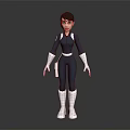 Animated Game Movie Character 3D Model With Blue Bodysuit White Gloves Boots And Short Hair