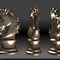 Three Elegant Knight Chess Pieces with Marble Texture for Classic Board Game Entertainment