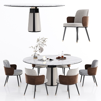 Modern Dining Table Chair Combination Dining Table Chair 3d model