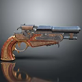 Classic Vintage Revolver with Ornate Wooden Grip and Engraved Metal Body Design