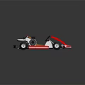 Red And White Go Kart With Open Structure Seat Engine And Wheels 3d model