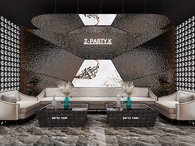 Z PARTY K Modern Luxury KTV Interior Design With Sofas Coffee Tables And Wall Decor 3d model