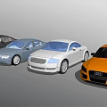 Stylish Modern Cars In Black Blue White And Orange Colors