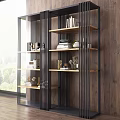 Elegant Modern Wooden Bookshelf With Open Shelves Books Decorative Ornaments And Vases