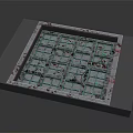Industrial Architectural Grid Panel With Gray Border White Lattice And Red Stained Spots