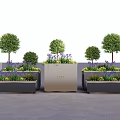 Modern Outdoor Tree Planter Design Featuring Green Trees And Purple Flowers