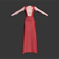 Elegant Red Long Dress With Backless Design And Delicate Lace Sleeves