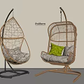 Modern Rattan Hanging Chairs With Comfortable Cushions And Stylish Support Bases