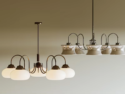 Ceiling Mounted Modern Chandeliers Featuring Multiple Glass Shades And Metal Frame 3d model
