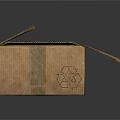 Brown Cardboard Box With Open Lid Label With Barcode And Recycling Symbols