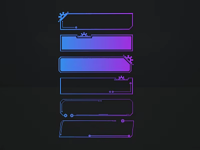 Sculpture Carving Art Featuring Gradient Purple Blue Rectangular Frames Gears And Decorative Lines 3d model