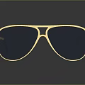 Golden Sunglasses With Stylish Design Dark Lenses And Black Temple Arms