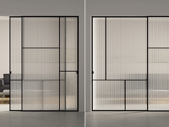 Modern sliding door Changhong glass sliding door corrugated white glass sliding door art exhibition hall aisle 3d model