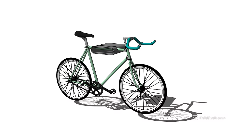 Green Urban Bicycle With Blue Handlebar Black Seat And Spoked Wheels 3d model 