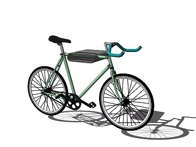 Green Urban Bicycle With Blue Handlebar Black Seat And Spoked Wheels 3d model