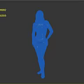 Woman Standing in Blue Bikini Against Gray Studio Background