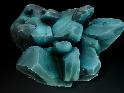 Teal Colored Natural Stone Pile With Smooth Texture And Decorative Look 3d model