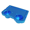 Blue Plastic Dual Cup Holder Tray With Ergonomic Design And Slots