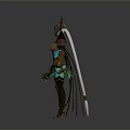 Other Sci Fi Character 3D Model With Armored Design Glowing Blue Accents And Weapons