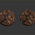 Freshly Baked Chocolate Muffins Topped with Chocolate Chunks on Dark Surface 3d model