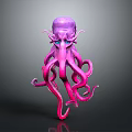 Vibrant Purple And Pink Octopus Game Movie Character With Large Eyes And Tentacles