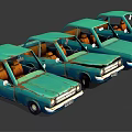 Vintage Green Small Cars Lined Up With Retro Design And Classic Features