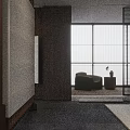 Modern Living and Dining Room Interior With Sofa Coffee Table Fireplace And Window